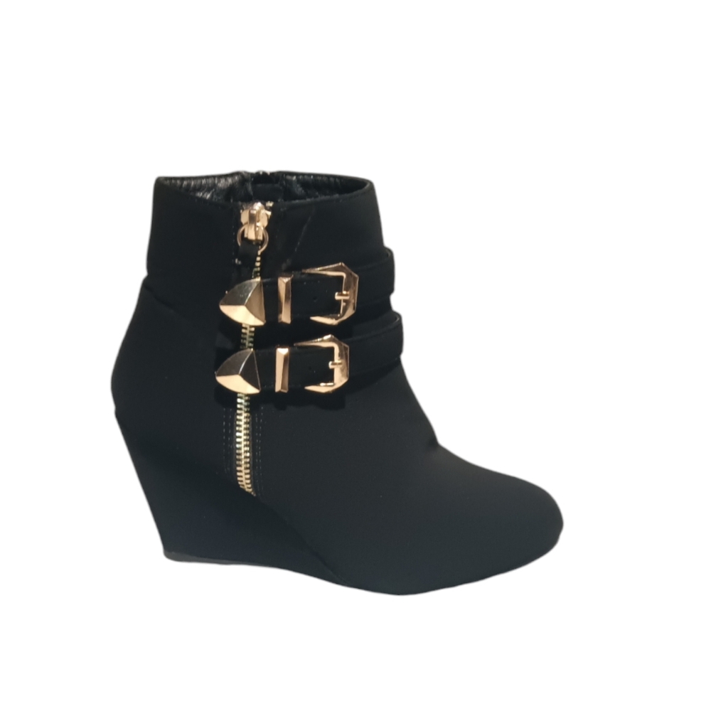 NWOT Black Booties w/Gold Straps